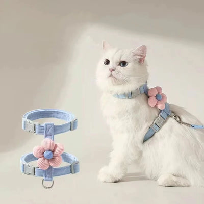 Cat Harness and Leash Sets Adjustable Dog Harness for Small Dog Leash Breashable Pet Harness Out Walking Dog Strap