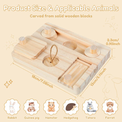 Wooden Enrichment Foraging Toy 6 In 1 Pet Hamsters Foraging Feeder Toy Puzzle Game Feeding Toys for Bunny Hamster Chinchilla Pet