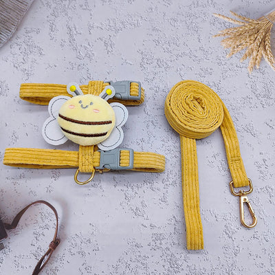 Pet Harnesses Leash Set Cute Bee Dog Cat Harnesses Soft Adjustable Outdoor Walking Anti-lost Puppy Cat Leash Pet Supplies