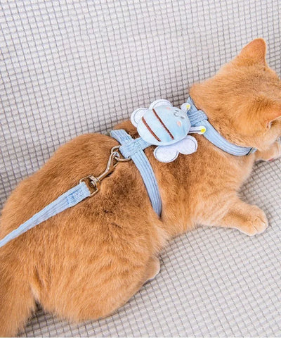Pet Harnesses Leash Set Cute Bee Dog Cat Harnesses Soft Adjustable Outdoor Walking Anti-lost Puppy Cat Leash Pet Supplies
