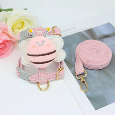 Pet Harnesses Leash Set Cute Bee Dog Cat Harnesses Soft Adjustable Outdoor Walking Anti-lost Puppy Cat Leash Pet Supplies