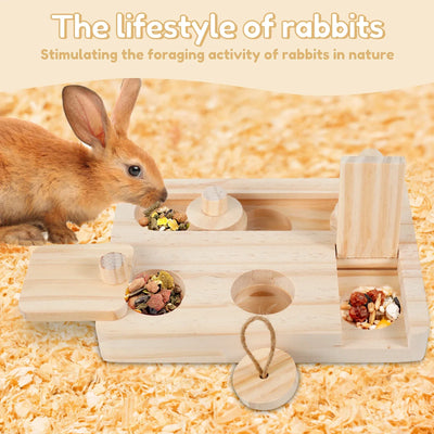 Wooden Enrichment Foraging Toy 6 In 1 Pet Hamsters Foraging Feeder Toy Puzzle Game Feeding Toys for Bunny Hamster Chinchilla Pet