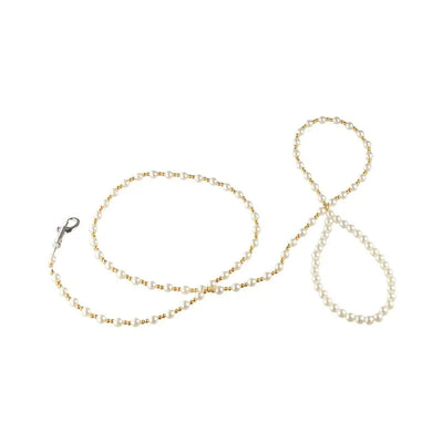 Stylish 120cm Pearls Dog Harness Leash Luxury Strong Beaded Dog Leash Elegant Imitation Pearls Pet Training Lead Leashes Pet