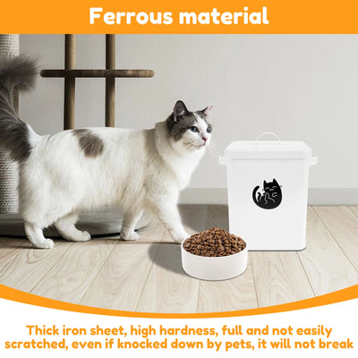 Pet Food Storage Barrel Metal Thickened Cat Food Container with Lid Silicone Gasket 6L Large Capacity Dog Treat Holder Organizer