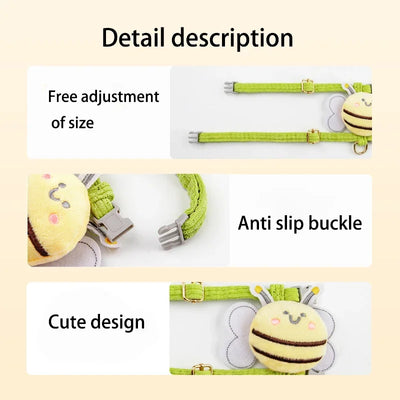 Pet Harnesses Leash Set Cute Bee Dog Cat Harnesses Soft Adjustable Outdoor Walking Anti-lost Puppy Cat Leash Pet Supplies